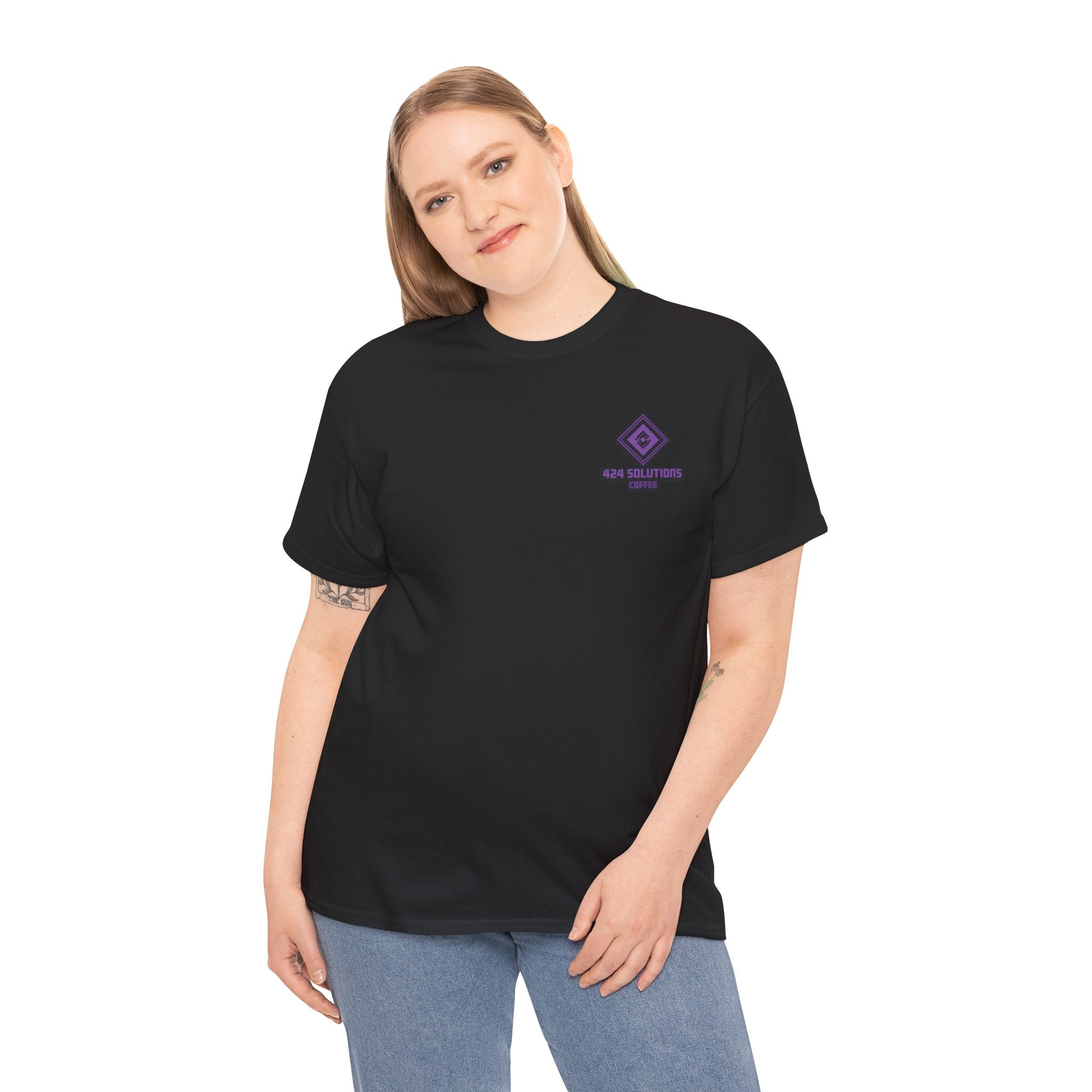 Unisex Heavy Cotton Tee - 424 Solutions Coffee Logo